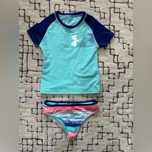Under Armour Kids Swim Rashguard - Teal and Navy